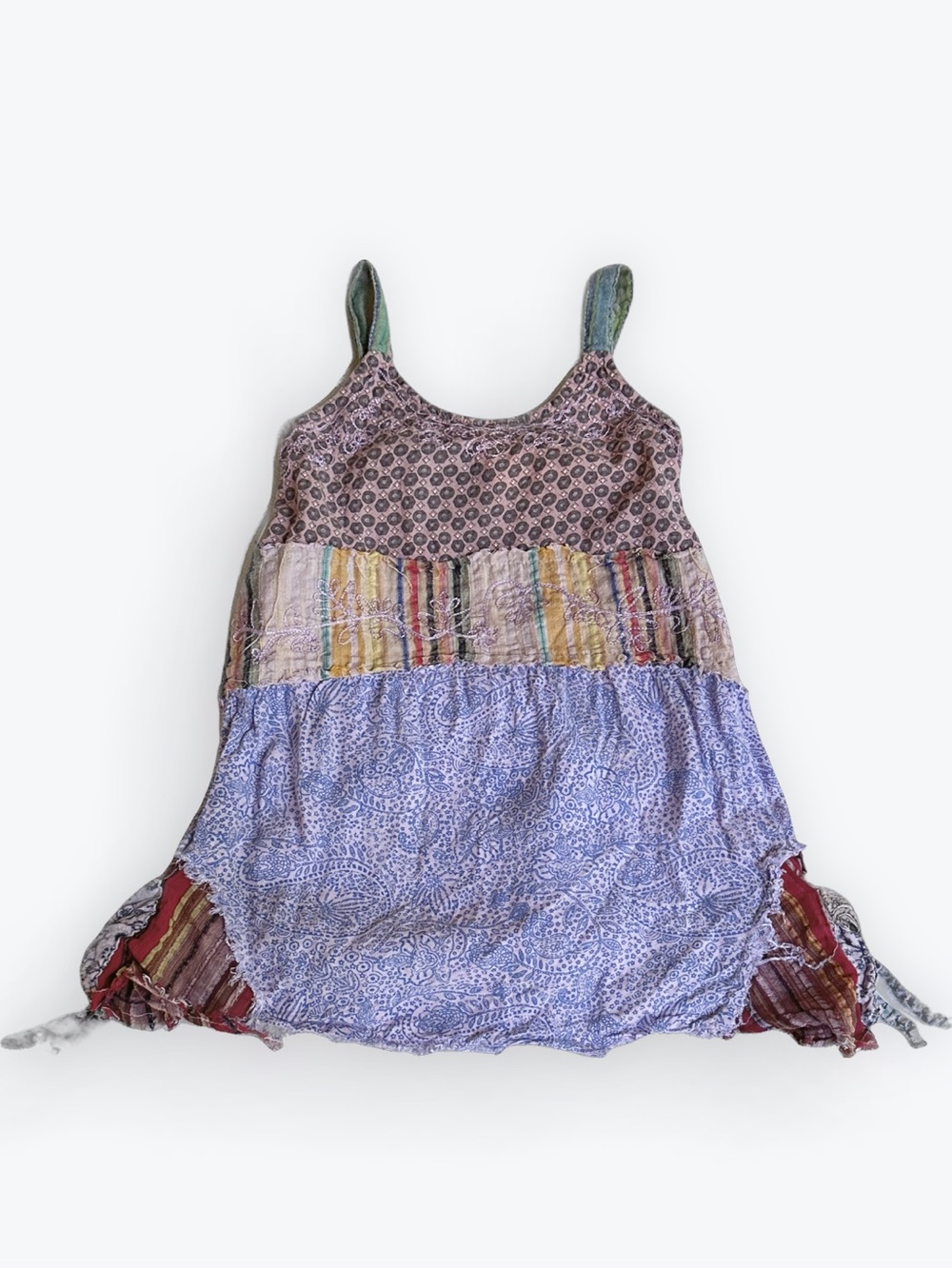 Festival Patchwork Embroidered Boho Hippie Little Girl Sundress With Pockets ~2T